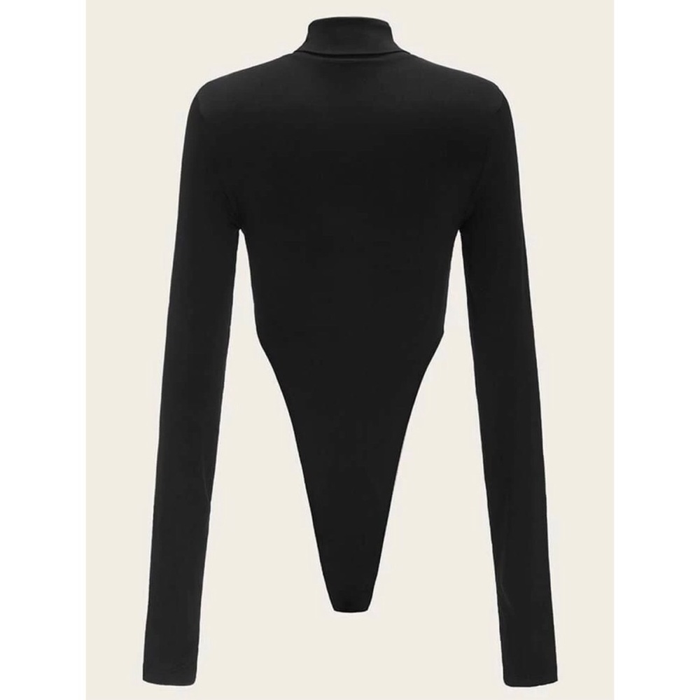 SHEIN Black Long Sleeve Mock Neck Cutout Bodysuit S - Picture 3 of 10